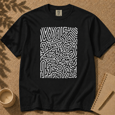 Abstract Fingerprint Maze Line Art Graphic T-Shirt