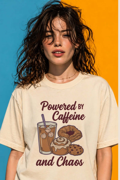 Caffeine and Chaos T-Shirt, Retro Breakfast Aesthetic