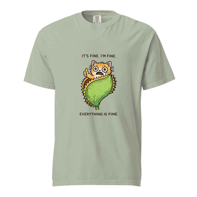 Bay green It's Fine Everything Is Fine cat graphic t-shirt - its fine everything is fine cat shirt
