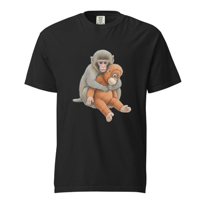 Black Baby Monkey Punch hugging plush toy t-shirt - punch monkey plushie cute graphic tee