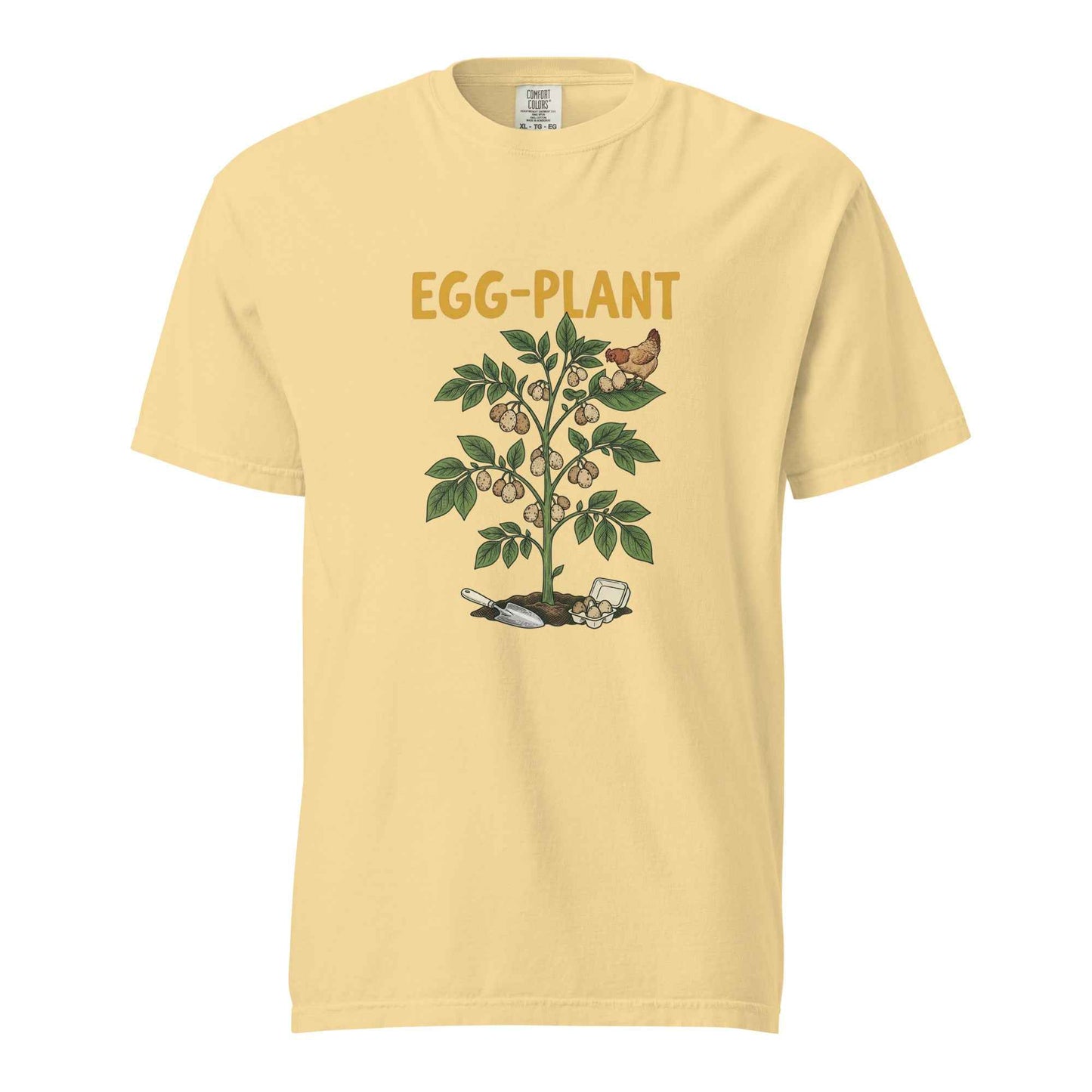 Egg-plant pun shirt, garden humor