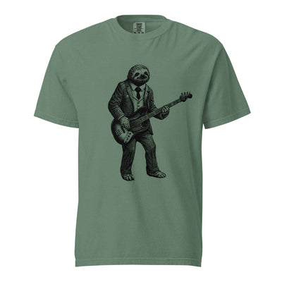 Sloth Bass Player T-Shirt. Relaxed Musician Graphic Tee
