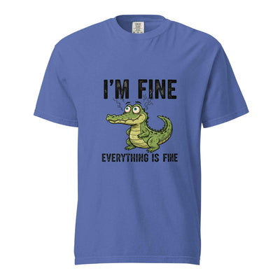 Funny Crocodile "I'm Fine Everything is Fine" T-Shirt, Burnout Humor Shirt