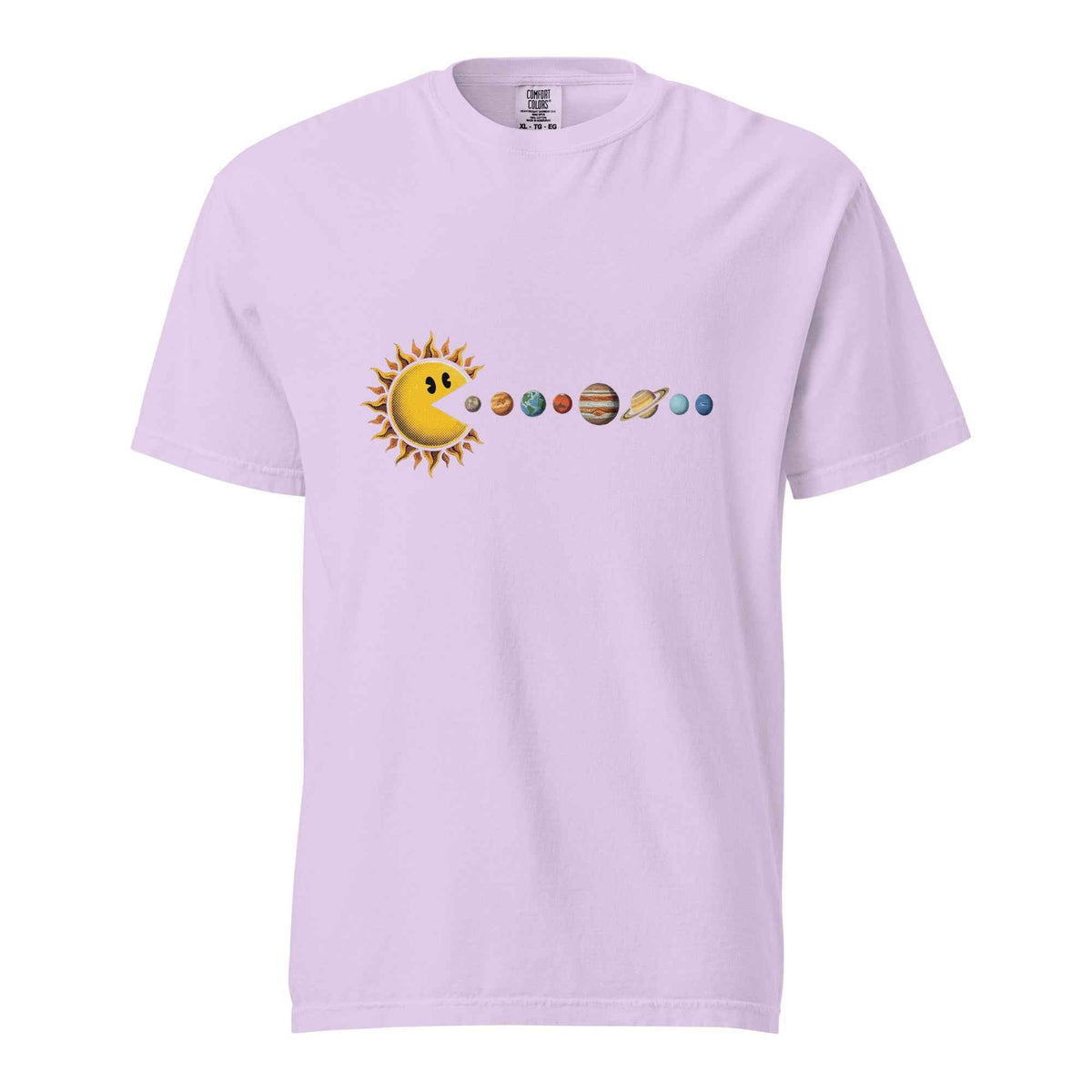 Cosmic Appetite - Sun Pac-Man Eating Planets - Unisex garment-dyed heavyweight t-shirt