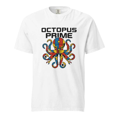 Unisex garment-dyed heavyweight Comfort Color t-shirt - Octopus Prime, Bauhaus Style Geek Meme Tee, Funny Nerd Humor Graphic T