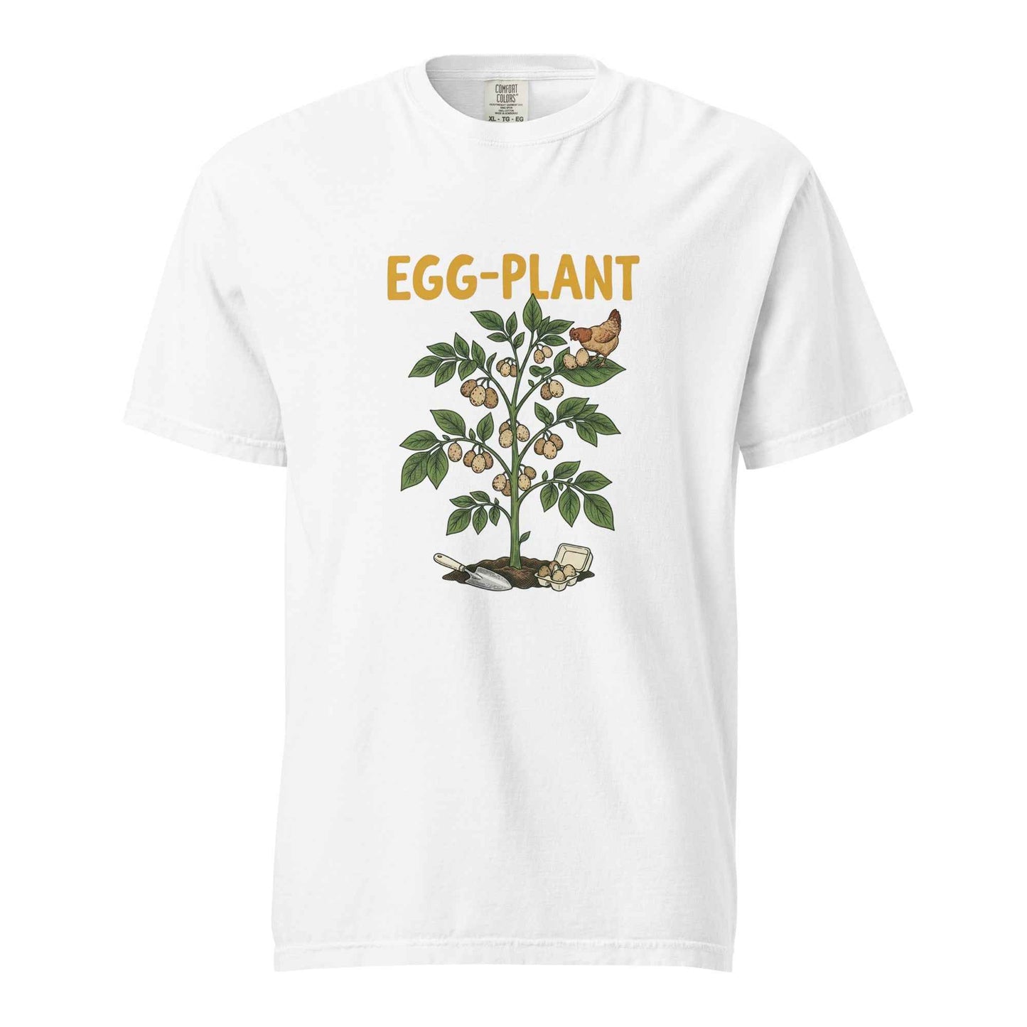 Egg-plant pun shirt, garden humor