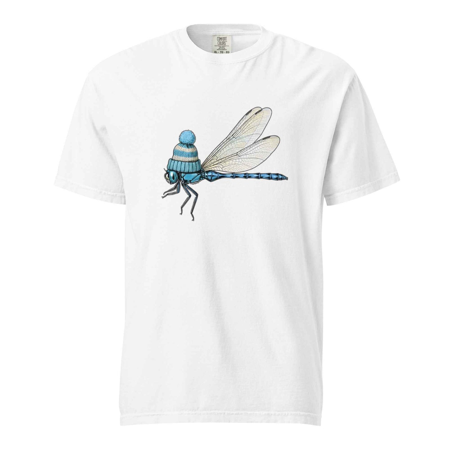 Dragonfly in a Beanie T-Shirt - Cute Insect Graphic Tee White