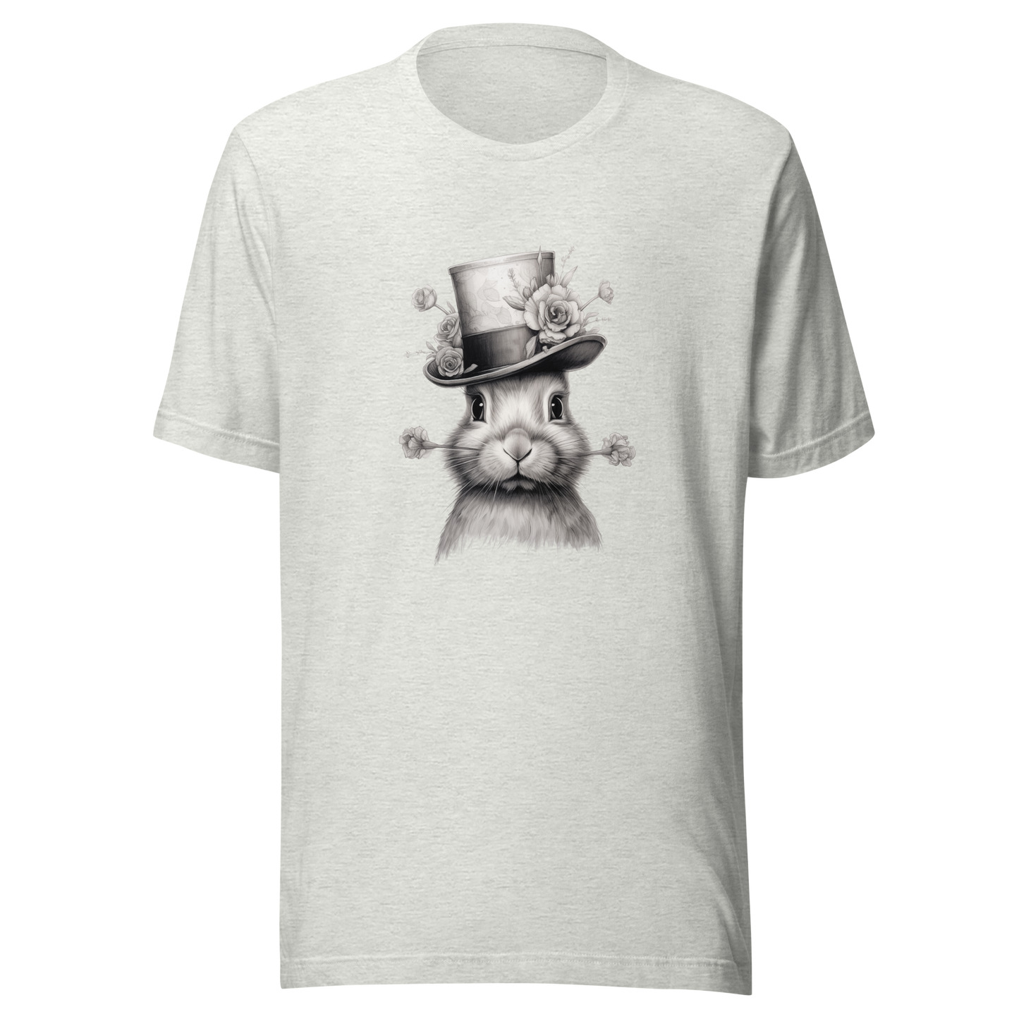Unisex t-shirt Top Hat Bunny: Floral Finesse