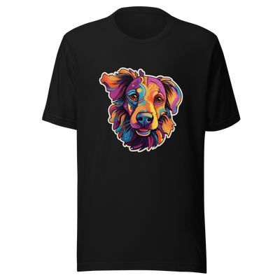 Unisex t-shirt "Vivid Pooch: Artistic Colorburst Dog Portrait" - Radiant Art of Radiant Group