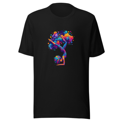 Unisex Graphic t-shirt "Stellar Asana: Cosmic Yoga Pose" - Radiant Art of Radiant Group