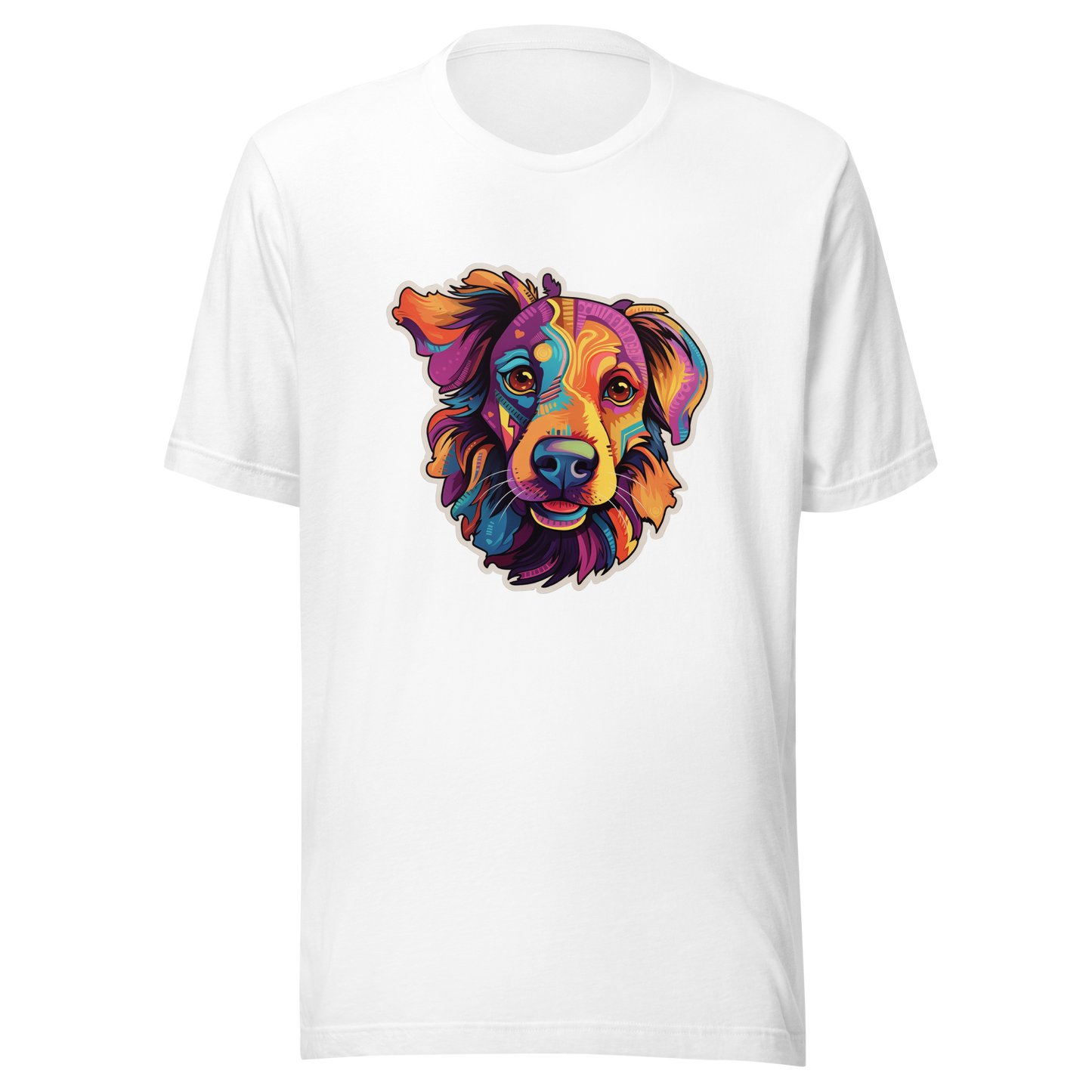 Unisex t-shirt "Vivid Pooch: Artistic Colorburst Dog Portrait"