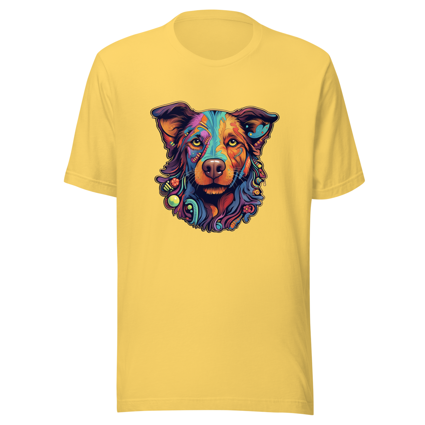 "Kaleidoscope Canine: Colorful Dog Portrait" Unisex T-Shirt - Radiant Art of Radiant Group