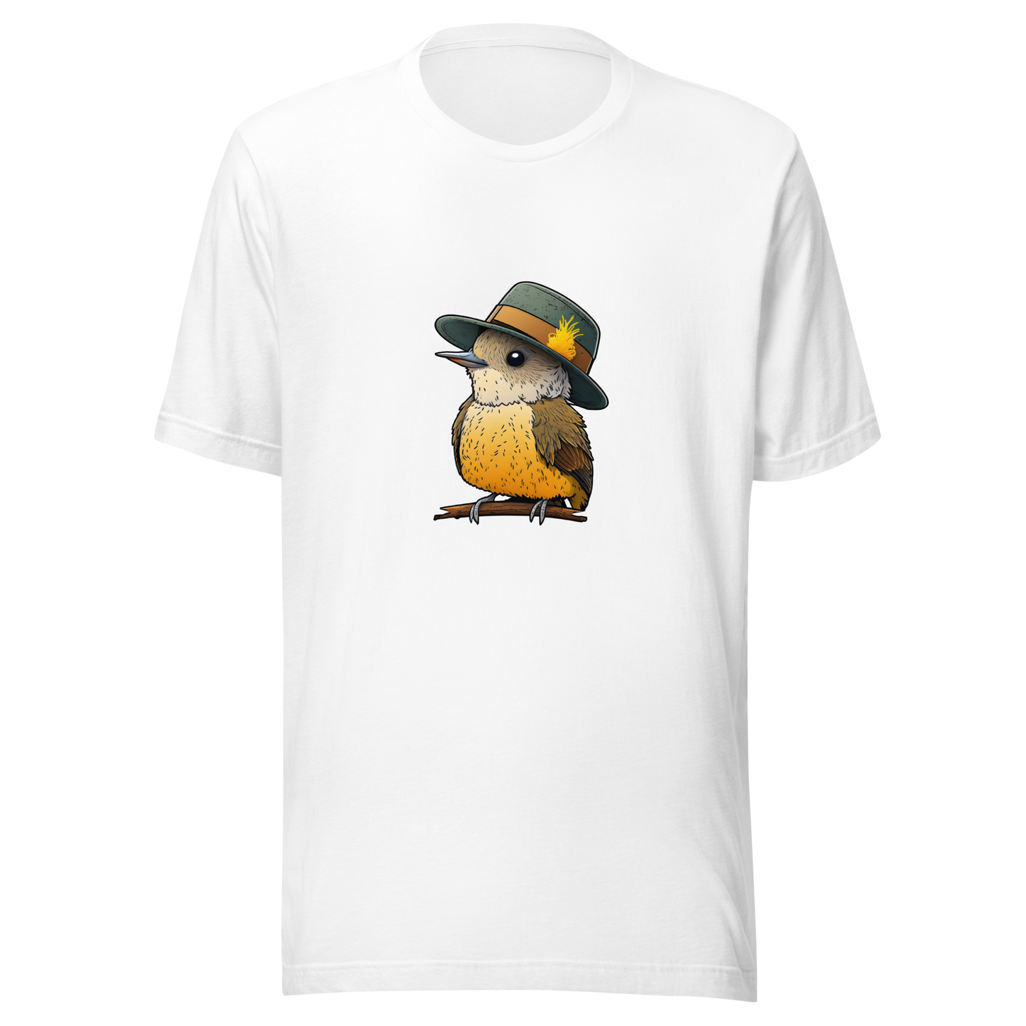Unisex t-shirt with cute bird in the hat