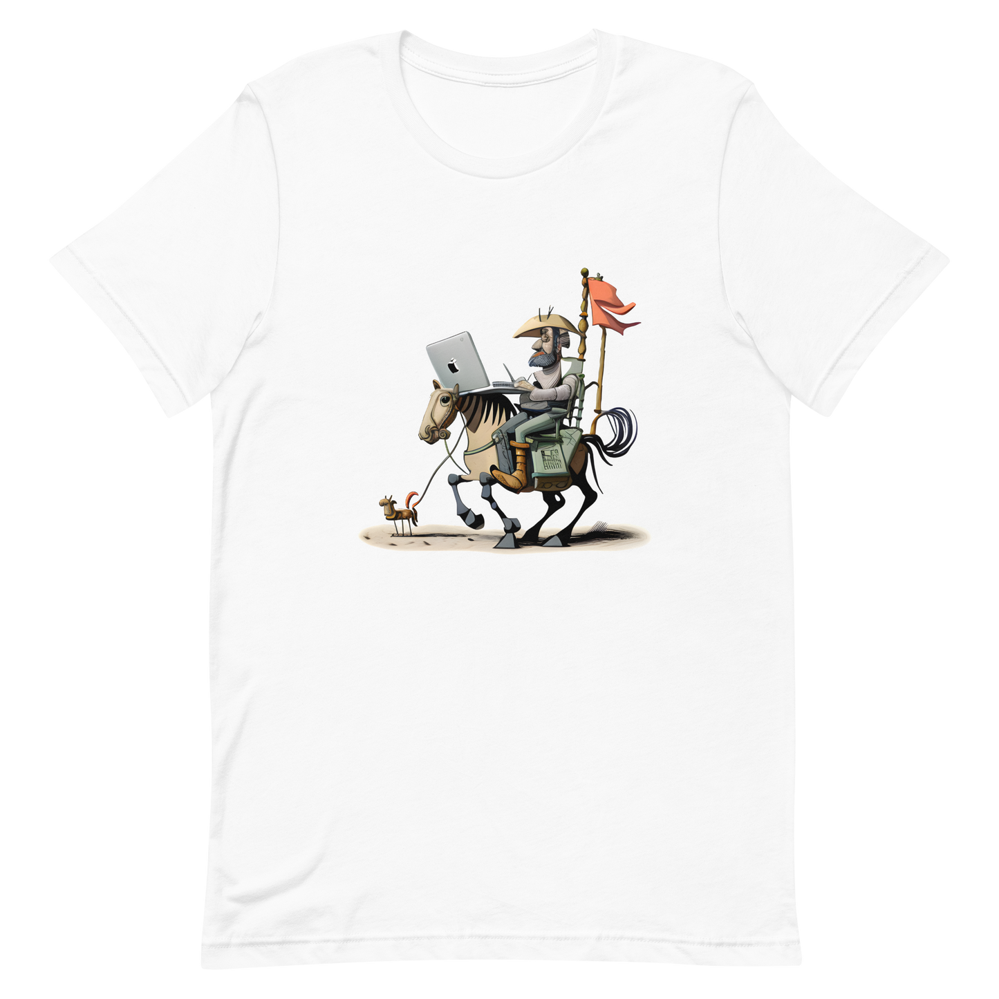 Unisex t-shirt with knight Don Quixote programmer