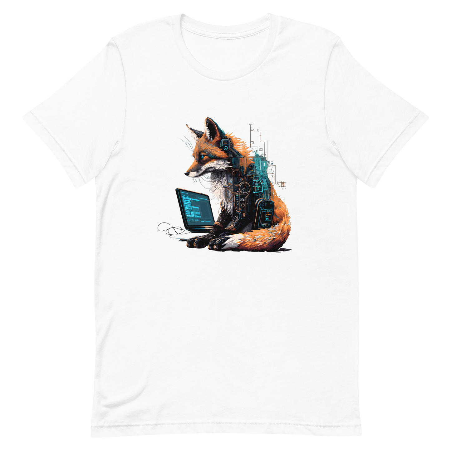 Unisex t-shirt with fox-programmer, hacker, software engineer