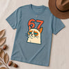 67 Grumpy Cat Meme Shirt | Unisex Trendy Graphic Tee - Steel Blue unfolded t-shirt mockup