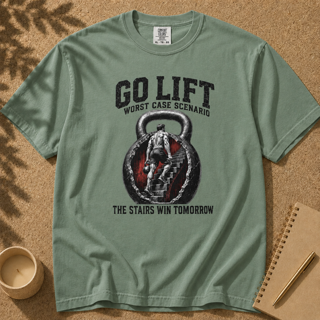 Go Lift — The Stairs Win Tomorrow, Gym humor T-Shirt