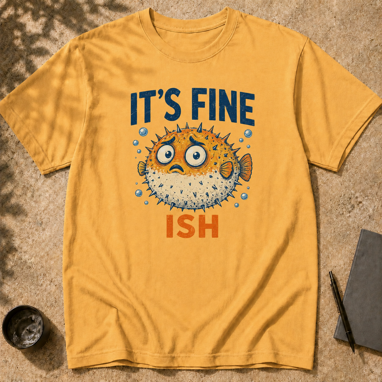 Funny Pufferfish T-Shirt | It’s Fine-ish Burnout Tee