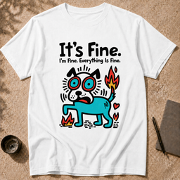 It’s Fine Dog T-shirt, Burnout Humor