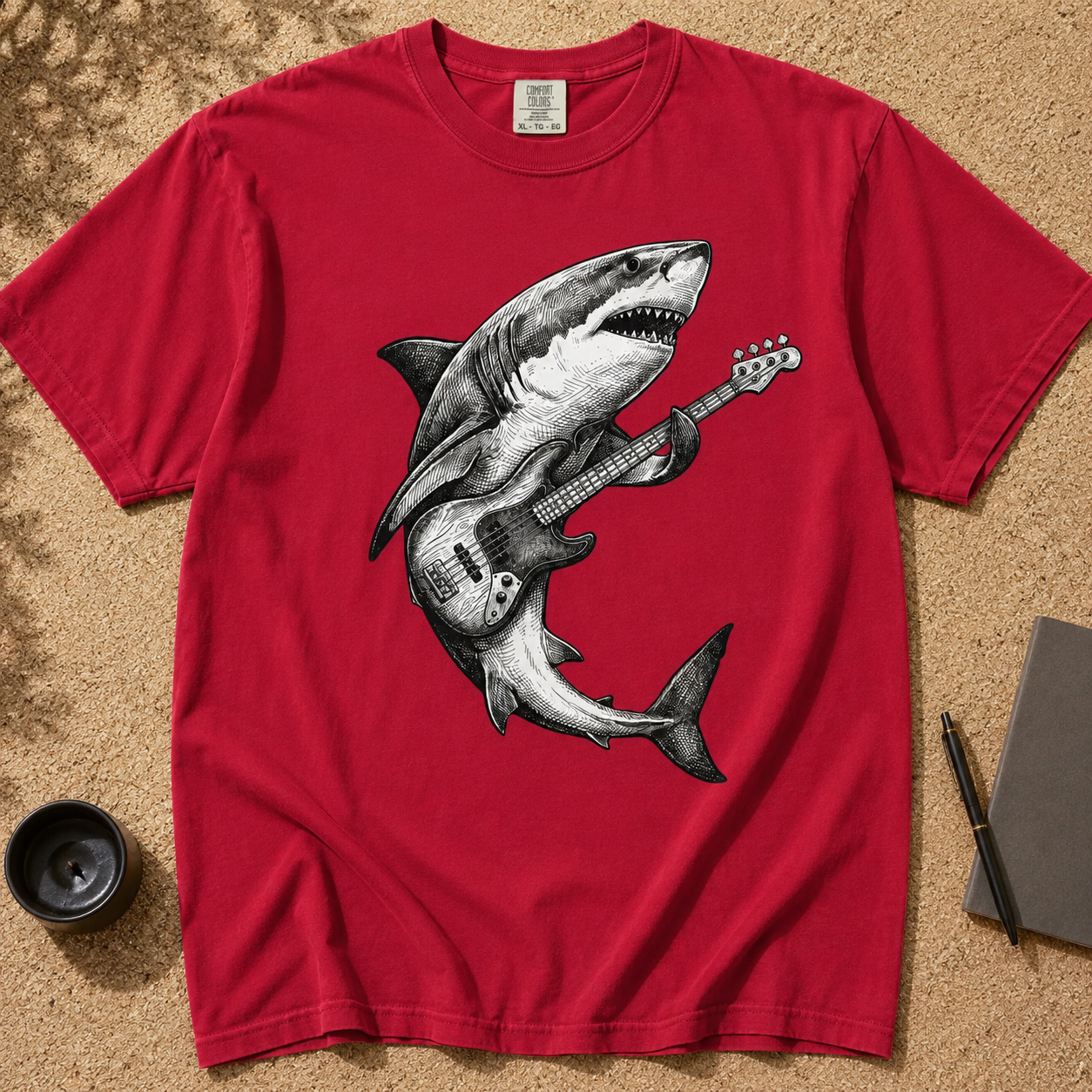 Guitar Playing Shark T-shirt, Band Shirt