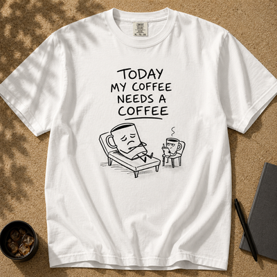 Coffee Therapy T-Shirt "Today My Coffee Needs a Coffee"