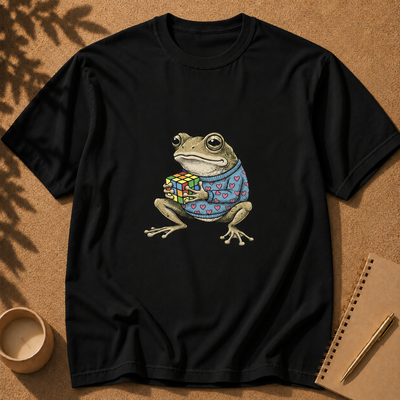 Lustiges Frosch-Zauberwürfel-T-Shirt, Retro-Kröte im Herz-Pullover
