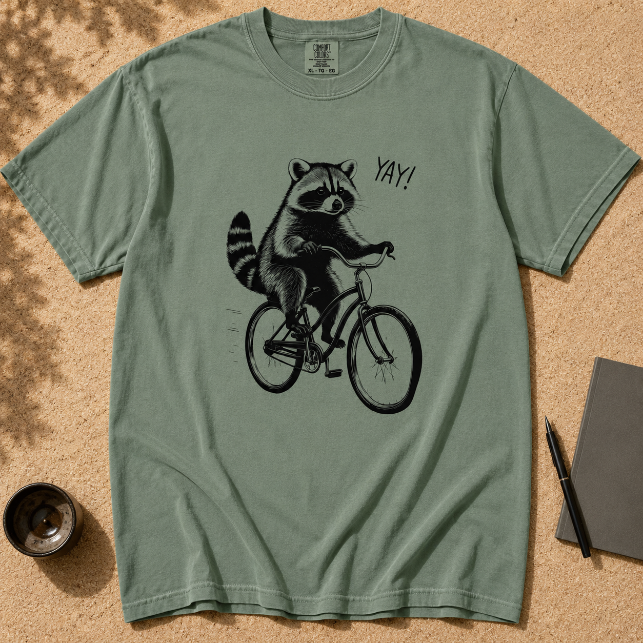 Camiseta divertida de mapache ciclista, regalo de mapache ciclista