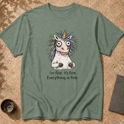 Funny Stressed Unicorn Shirt, I'm Fine Everything is Fine Tee