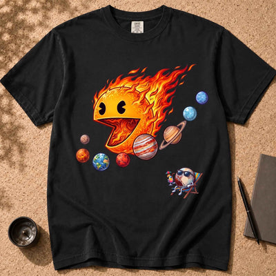 Justice for Pluto T-Shirt – Funny Sun Pac-Man Eating Planets Space Meme Tee