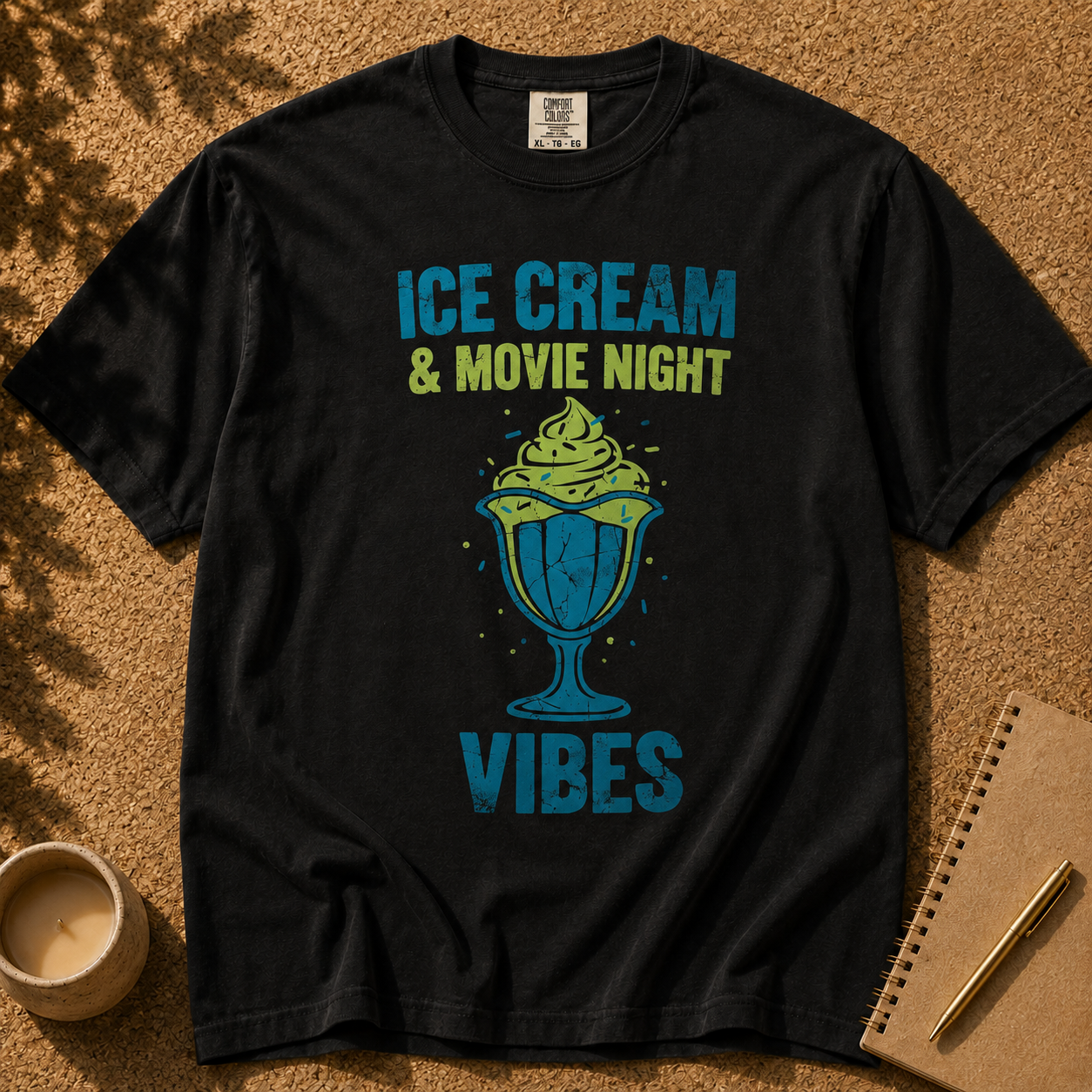 Ice Cream & Movie Night Vibes T-Shirt