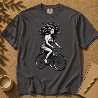 Medusa Gorgon on a Bicycle T-Shirt, Greek Mythology Tee