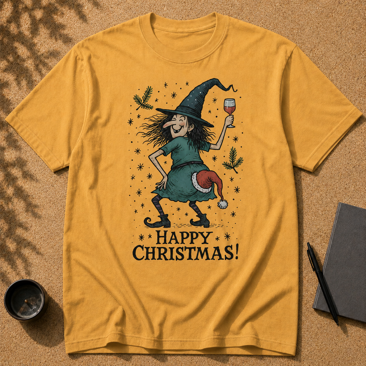 Unisex, schweres, garment-dyed Comfort Colors Frohe Weihnachten Shirt, lustiges Hexen-Weihnachts-T-Shirt, Hexen-Weihnachtsstimmung