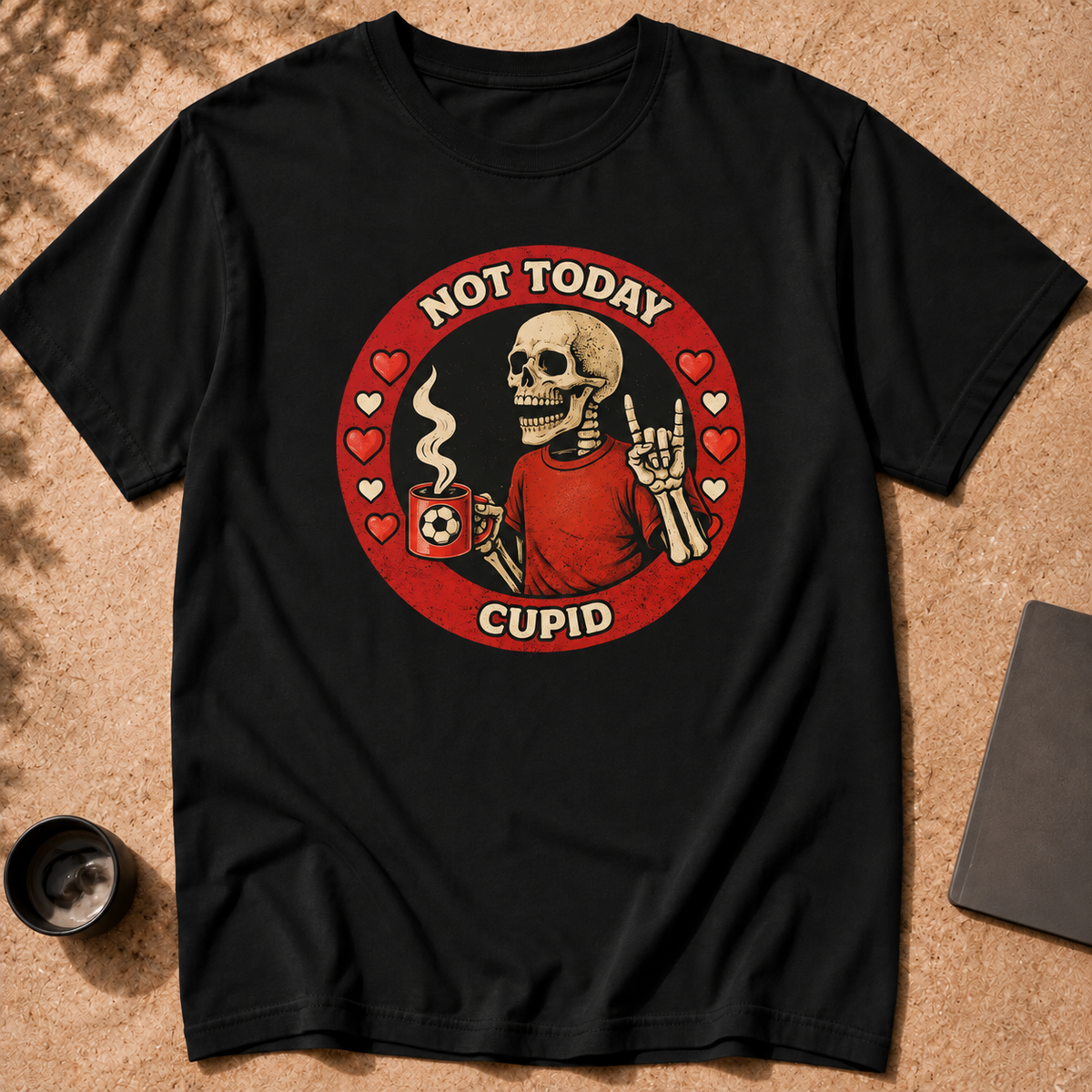 Camiseta Not Today Cupido, Camiseta Divertida de San Valentín con Esqueleto, Regalo Anti-San Valentín para hombres solteros