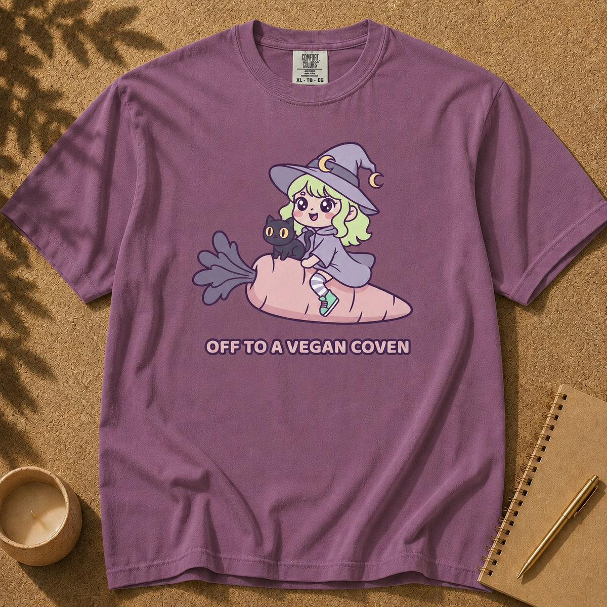 Auf zu einem veganen Hexenzirkel – Hexen-T-Shirt, niedliche vegane Hexe, Kawaii Vegetarier-T-Shirt