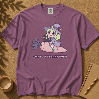 Off to a Vegan Coven - Witch Shirt, Cute Vegan Witch, Kawaii Vegetarian Tee
