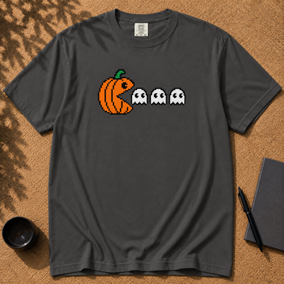 Pixel Pumpkin Ghost T-Shirt, Funny Pumpkin PacMan Tee