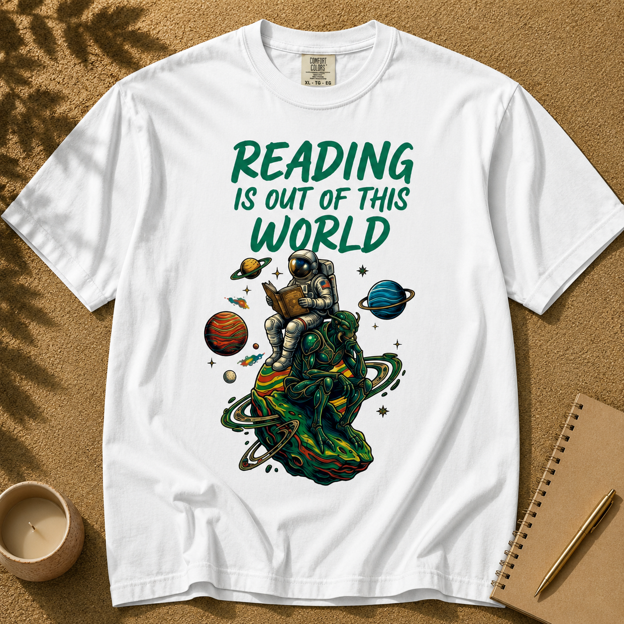 Reading Is Out of This World - Astronaut & Alien Reader T-Shirt