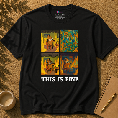 "This Is Fine, Everything Is Fine" I'm Fine Meme T-Shirt - Dog on Fire Graphic Tee
