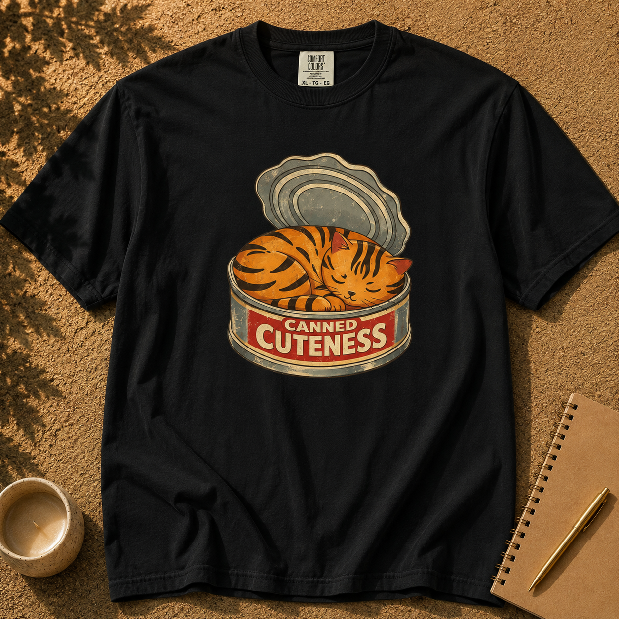 Camiseta Vintage de Gato Atigrado, Energía de Gato Naranja