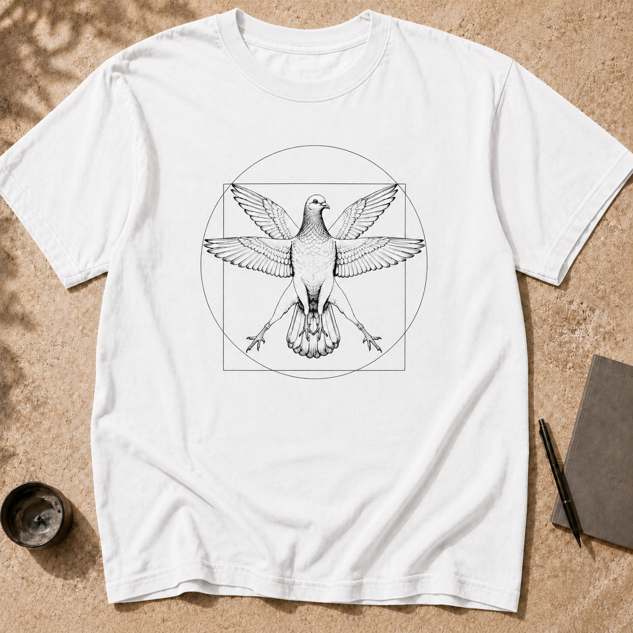 Vitruvian Pigeon T-Shirt, Leonardo Da Vinci Inspired Graphic