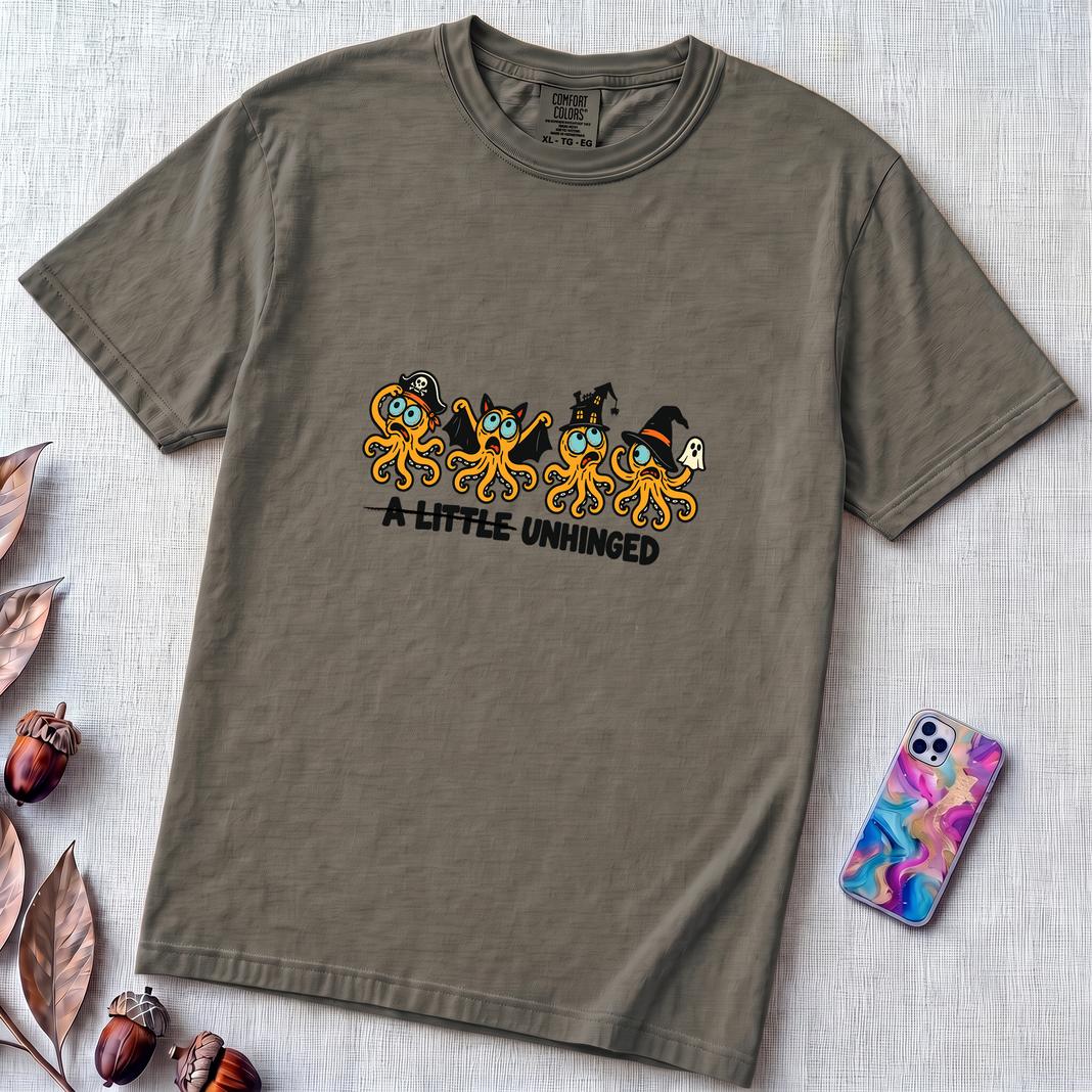 A Little Unhinged Halloween Octopus T-Shirt - Pepper unfolded t-shirt mockup
