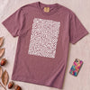 Abstract Fingerprint Maze Line Art Graphic T-Shirt - Berry unfolded t-shirt mockup