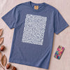 Abstract Fingerprint Maze Line Art Graphic T-Shirt - Mystic Blue unfolded t-shirt mockup