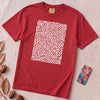 Abstract Fingerprint Maze Line Art Graphic T-Shirt - Red unfolded t-shirt mockup