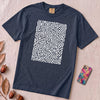 Abstract Fingerprint Maze Line Art Graphic T-Shirt - True Navy unfolded t-shirt mockup