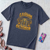 All Legends Are Born In October Motorcycle T-Shirt - True Navy unfolded t-shirt mockup