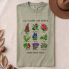 All Plants Are Edible Some Only Once Botanical Chart T-Shirt - Bay folded t-shirt mockup