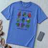 All Plants Are Edible Some Only Once Botanical Chart T-Shirt - Flo Blue unfolded t-shirt mockup
