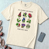 All Plants Are Edible Some Only Once Botanical Chart T-Shirt - Ivory unfolded t-shirt mockup