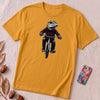 Alligator T-shirt, Crocodile on Bicycle Tee, Cool Croc on Bike - Mustard unfolded t-shirt mockup